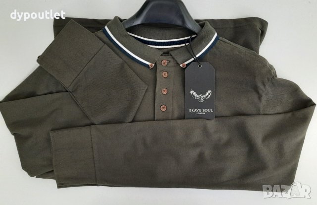 Мъжка памучна блуза с яка и цепка с копчета BRAVE SOUL ,размери -M, L, XL и XXL.     , снимка 4 - Блузи - 39265203