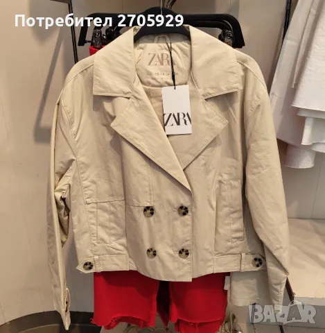 Нов Zara къс тренчкот, размер 13-14 г. (164 см) , снимка 6 - Детски якета и елеци - 48237314