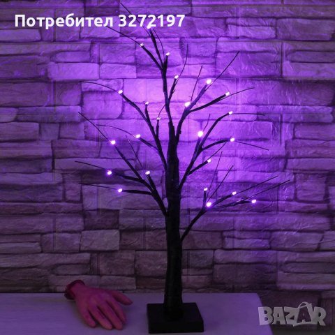 Изкуствено дърво , настолна LED лампа,24 светлини-лилав цвят , снимка 2 - Настолни лампи - 43337594