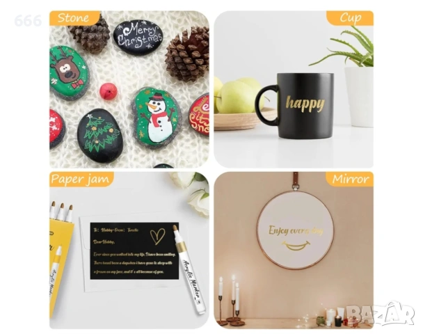 Акрилни златни маркери, пакет от 8 златни маркера за рисуване, снимка 3 - Други стоки за дома - 53576168