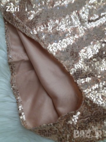 СТРАХОТНА рокля в пайети в цвят розово злато, снимка 2 - Рокли - 36838421