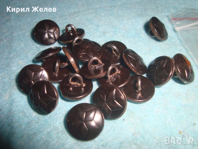 Лот 20 Броя СТАРИ ВОЕННИ КОПЧЕТА от БАКЕЛИТ ТЕКСТОЛИТ с ПЕТОЛЪЧКА НРБ БНА СОЦ от УНИФОРМА 26148, снимка 3 - Антикварни и старинни предмети - 35032482