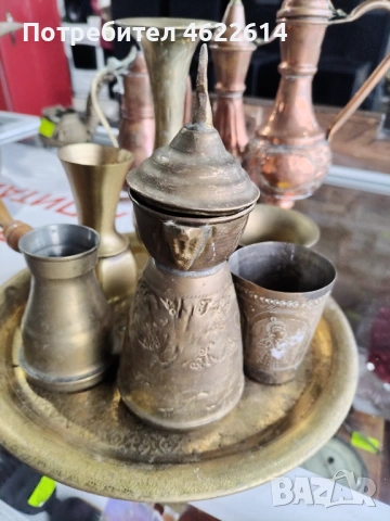 ЛОТ ОТ БРОНЗОВИ СЪДОВЕ С ПОДНОС. , снимка 3 - Антикварни и старинни предмети - 53339486