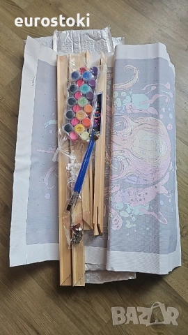 Tucocoo Комплекти за рисуване по номера с рамка Октопод, с четки и акрилни бои върху платно за възра, снимка 6 - Картини - 52296504