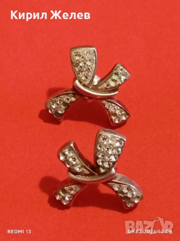 Сребърни обеци във формата на ПАНДЕЛКА 🎀 с инкрустирани кристали стил и елегантност 53686, снимка 6 - Обеци - 53412099