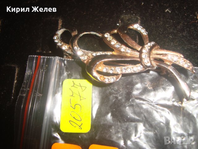 ФЛОРАЛНА СТАРА ПОЗЛАТЕНА КРИСТАЛНА РЕТРО АРТ БРОШКА 20577, снимка 4 - Други - 33423119