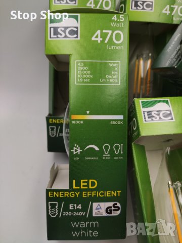 LSC LED лампа крушка с филамент димируема 4.5 watt Е14, снимка 5 - Крушки - 40737619