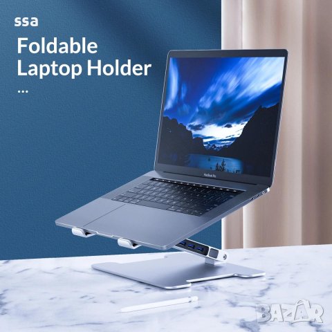 Orico алуминиева поставка за лаптоп Laptop Stand - Aluminum, 2 x USB3.0, Card Reader, up to 15.6" - , снимка 6 - Лаптоп аксесоари - 44000339