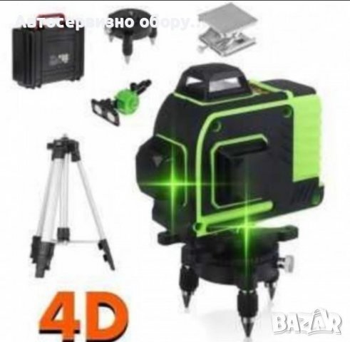 4D ЛАЗЕРЕН НИВЕЛИР с 16 линии (четири точков) самонивилиращ се, със зелен лазер САМОНИВИЛИРАЩ СЕ 4D, снимка 2 - Измервателни инструменти - 37410550