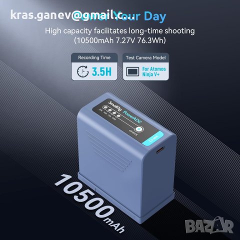 Батерия NP-F970 10500mAh Резервна батерия за Sony, снимка 2 - Батерии, зарядни - 43085405