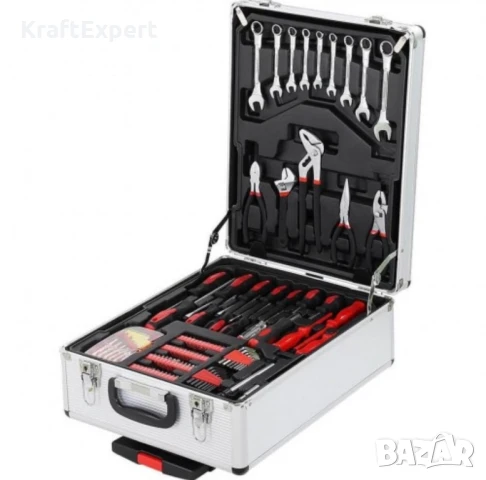 Куфар с инструменти 499 части KraftWorld – тресчотни ключове,тресчотка, клещи, отвертки, снимка 3 - Куфари с инструменти - 50474118