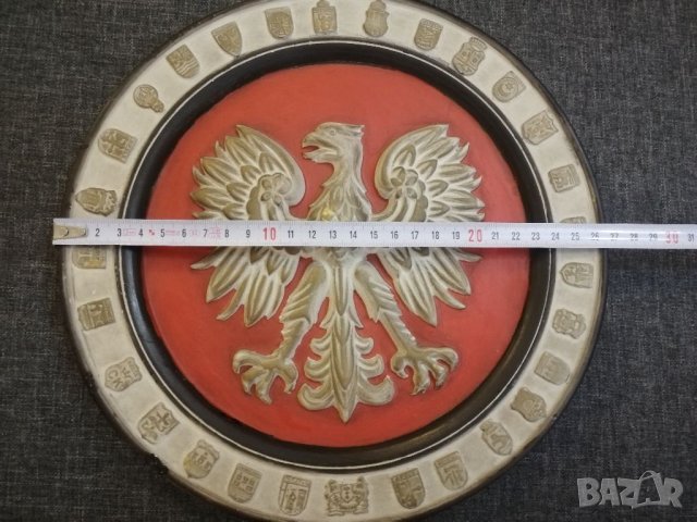 Стара гипсова чиния за стена -Полша. , снимка 3 - Колекции - 32287983