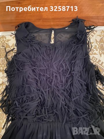 Черна рокля с ресни, снимка 2 - Рокли - 35222590