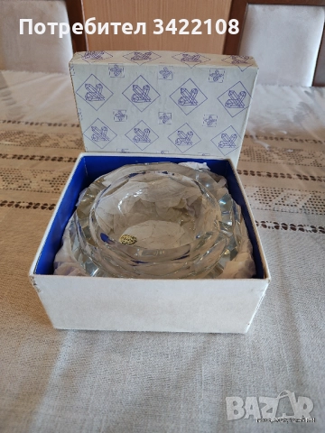 Винтидж тежък кристален пепелник на Бохемия, Чехословакия, снимка 5 - Антикварни и старинни предмети - 52318535