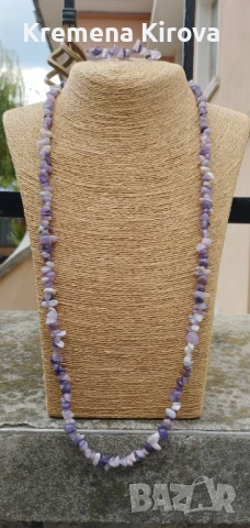 Комплекти дълъг гердан и гривна с естествени камъни. Бижута Луди гъби.