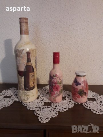  Декорирани подноси и празни бутилки , снимка 5 - Декорация за дома - 14386886