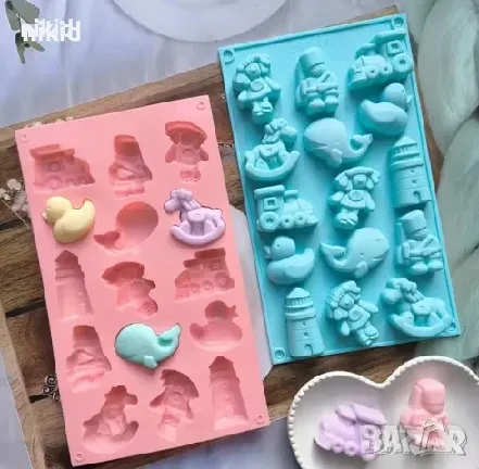 Бебешки конче влак кукла пате кула кит човече деца силиконов молд форма гипс фондан шоколад сапун, снимка 6 - Форми - 48244230