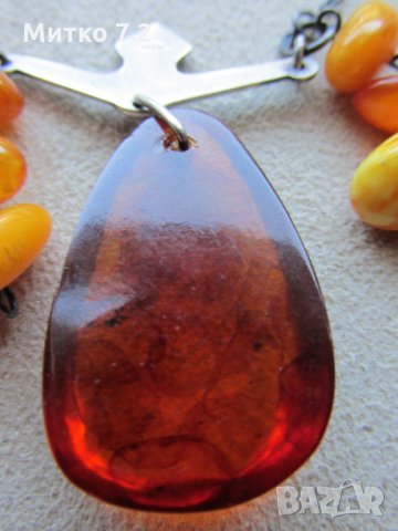 Руско сребърно колие с естествен кехлибар, снимка 8 - Колиета, медальони, синджири - 28225928