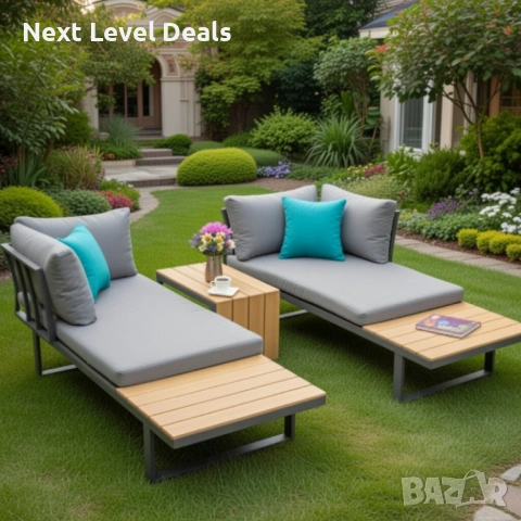 🌿 Градински комплект KANZA – модерен комфорт за тераса, двор или веранда, снимка 2 - Дивани и мека мебел - 53477463