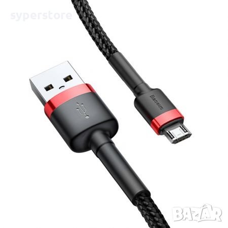 Кабел USB към Micro USB 1м 2.4A Baseus CAMKLF-B91 Cable USB to Micro USB Черна оплетка, снимка 2 - USB кабели - 38556745