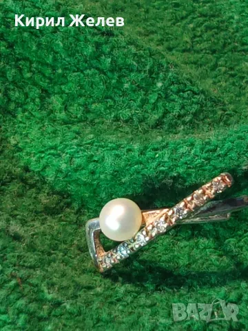 СКЪПОЦЕННА АНГЛИЙСКА СРЕБЪРНА ОБЕЦА СРЕБРО 925 с НАТУРАЛНА БЯЛА ПЕРЛА и МИНИАТЮРНИ ЦИРКОНИ 49864, снимка 12 - Обеци - 48986935