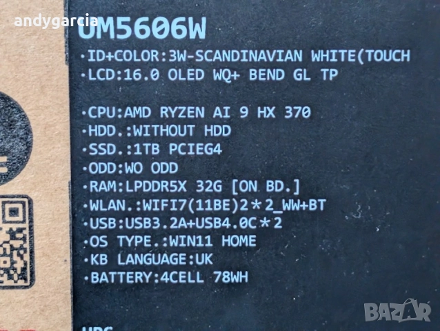 Ryzen AI 9 HX 370/32GB RAM/1TB/16 2.8K 120Hz OLED touch/ASUS Zenbook 16 S 2880x1800 2.8K 120Hz OLED , снимка 2 - Лаптопи за работа - 52882403