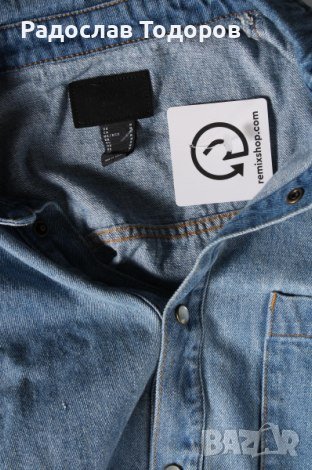Синя мъжка дънкова риза  "H-M", снимка 3 - Ризи - 38624159