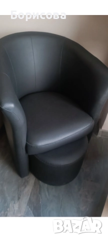 Фотьойл с табуретка еко кожа , снимка 3 - Дивани и мека мебел - 52873807