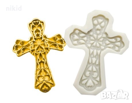 Грамаден кръст силиконов молд форма фондан шоколад гипс декор 