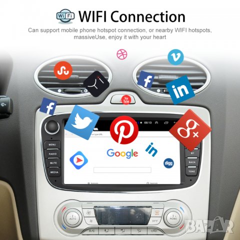 Мултимедия с Андроид за Ford Focus, S-Max, Mondeo 9, Galaxy, C-Max, Kuga, Двоен дин, с Android, Ford, снимка 8 - Аксесоари и консумативи - 33241602