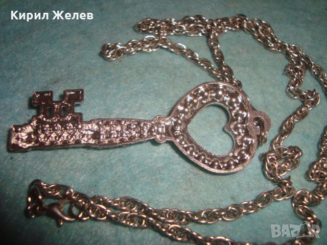 СКЪПОЦЕННО ПОСРЕБРЕНО КЛЮЧЕ - ПЕНДАНТ АРТ НУВО СТИЛ ВИСУЛКА с КРАСИВА ВЕРИЖКА 12604, снимка 5 - Колиета, медальони, синджири - 35364253