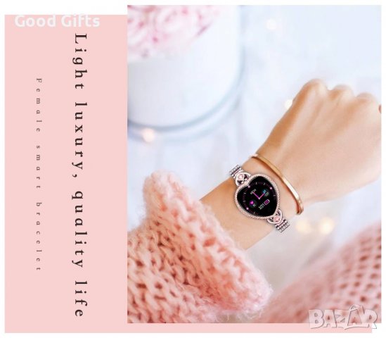 Стилен Дамски Смарт часовник Сърце T52S Пулс, Кръвно налягане, снимка 3 - Смарт гривни - 38119676