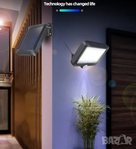 Соларна индукционна лампа от две части с 56 LED и 100 COB диода, снимка 7 - Соларни лампи - 49214081