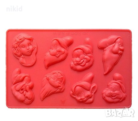 Снежанка и седемте джуджета Голям силиконов молд форма украса торта фондан шоколад гипс декорация, снимка 1 - Форми - 19171296