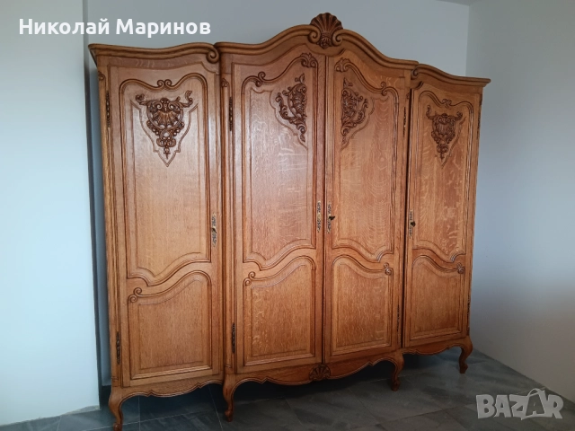 Античен спален комплект от масивен дъб – начало на 20 век, снимка 5 - Спални и легла - 52511889