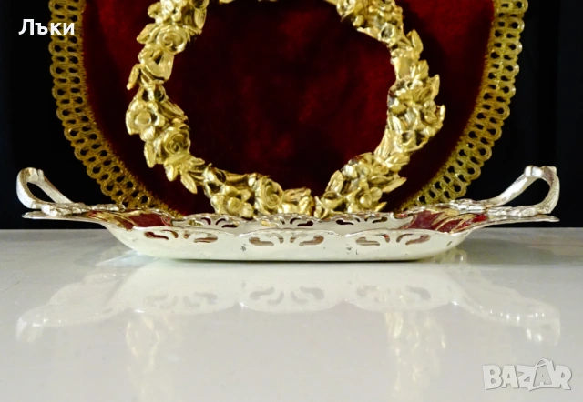 Посребрен съд за масло Art Nouveau. , снимка 3 - Антикварни и старинни предмети - 53574223