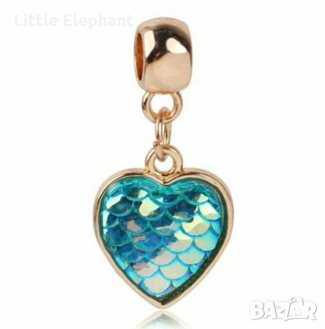 Висящ елемент сърце-русалка,Gold/нов, снимка 1