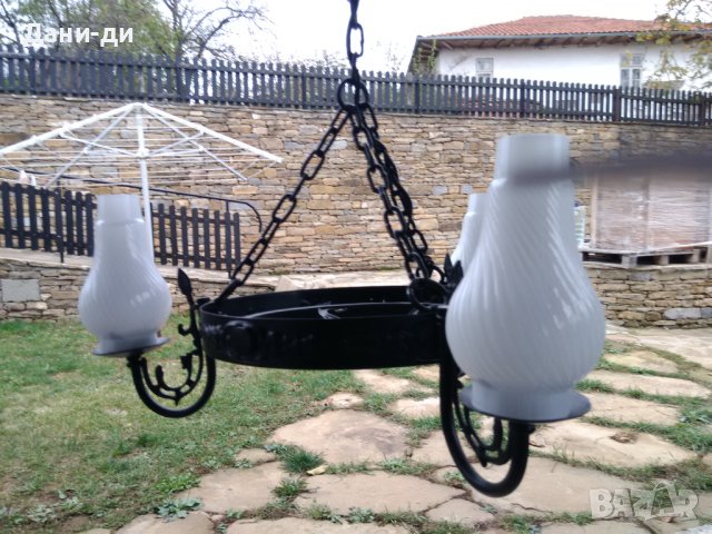 Ретро полилей абажур ковано желязо , снимка 2 - Лампи за таван - 42960541