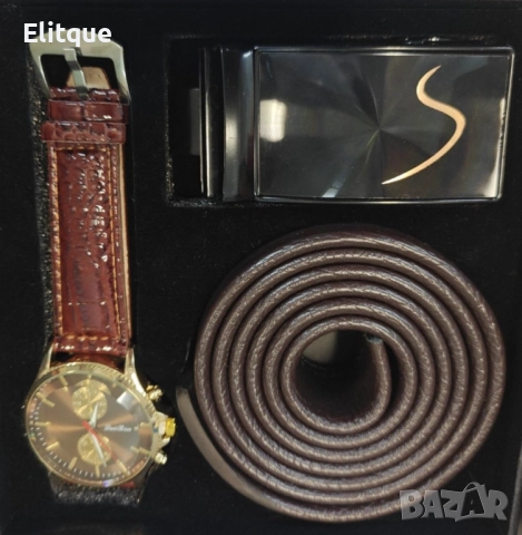 Мъжки подаръчен комплект - Часовник и колан с изискан дизайн, снимка 6 - Бижутерийни комплекти - 52778172