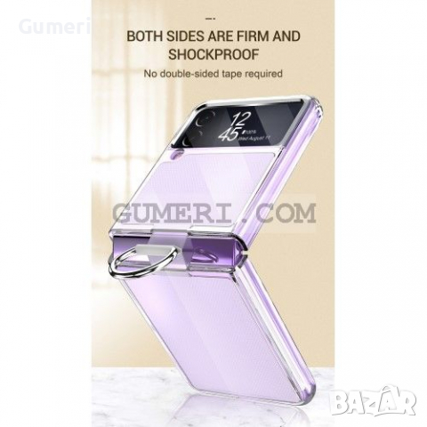 Samsung Galaxy Z Flip3 5G -Твърд Предпазен Кейс с Пръстен - Прозрачен, снимка 2 - Калъфи, кейсове - 36540651