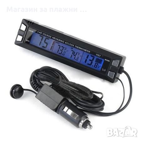 Часовник за кола с термометър и волтметър , 12V-24V, снимка 2 - Аксесоари и консумативи - 28376985