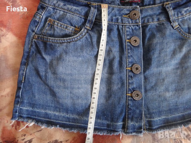 Дънкова пола отпред с копчета, снимка 4 - Поли - 27587384