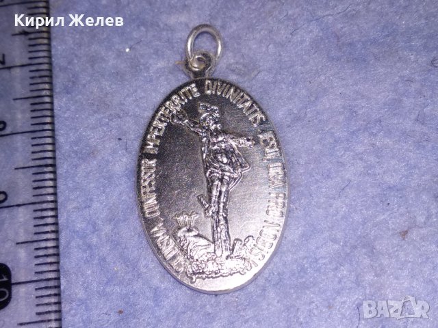 ПОСРЕБРЕНА ДВУСТРАННА РЯДКА КАТОЛИЧЕСКА ИКОНКА РЕЛИГИОЗЕН МЕДАЛЬОН 31288, снимка 2 - Антикварни и старинни предмети - 39856815