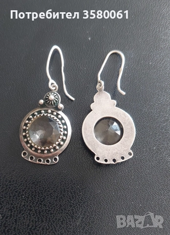 Руски сребърни обеци"Самовари" с планински кристал , снимка 3 - Обеци - 52487480