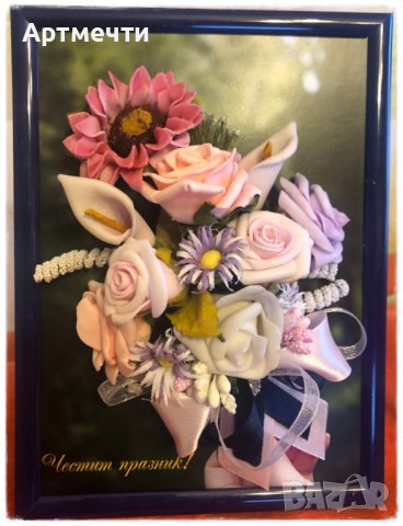 Пано от изкуствени рози в рамка, снимка 3 - Пана - 39875120