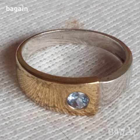 Сребърни пръстени с рубини, сапфири, аквамарин и позлата., снимка 7 - Пръстени - 53503117