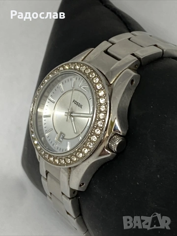 Fossil ES2879 Дамски сребърен кварцов ръчен часовник от неръждаема стомана с аналогов циферблат, снимка 3 - Мъжки - 53599724