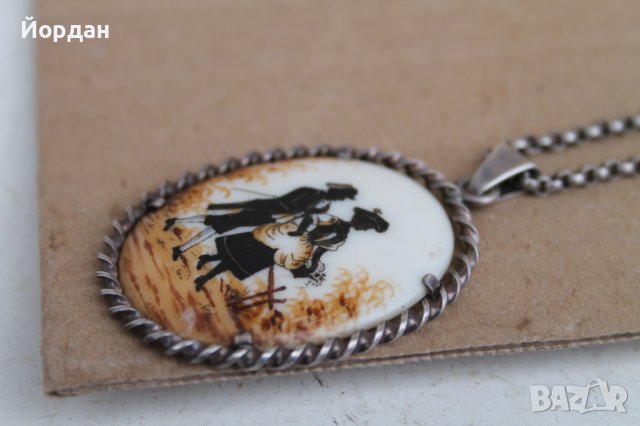 Уникално сребърно бижу с порцелан, снимка 2 - Колиета, медальони, синджири - 44050164