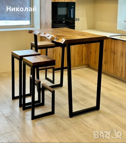 бар маса от масив и желязо , снимка 18 - Маси - 53556156