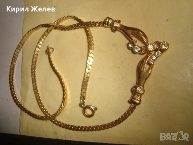 ПОЗЛАТЕНО СТАРО КРАСИВО СКЪПОЦЕННО КОЛИЕ с ЦИРКОНИ 22833, снимка 3 - Колиета, медальони, синджири - 33423086